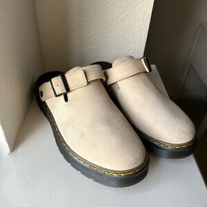 Dr. Martens Carlson suede clog shoes in Beige